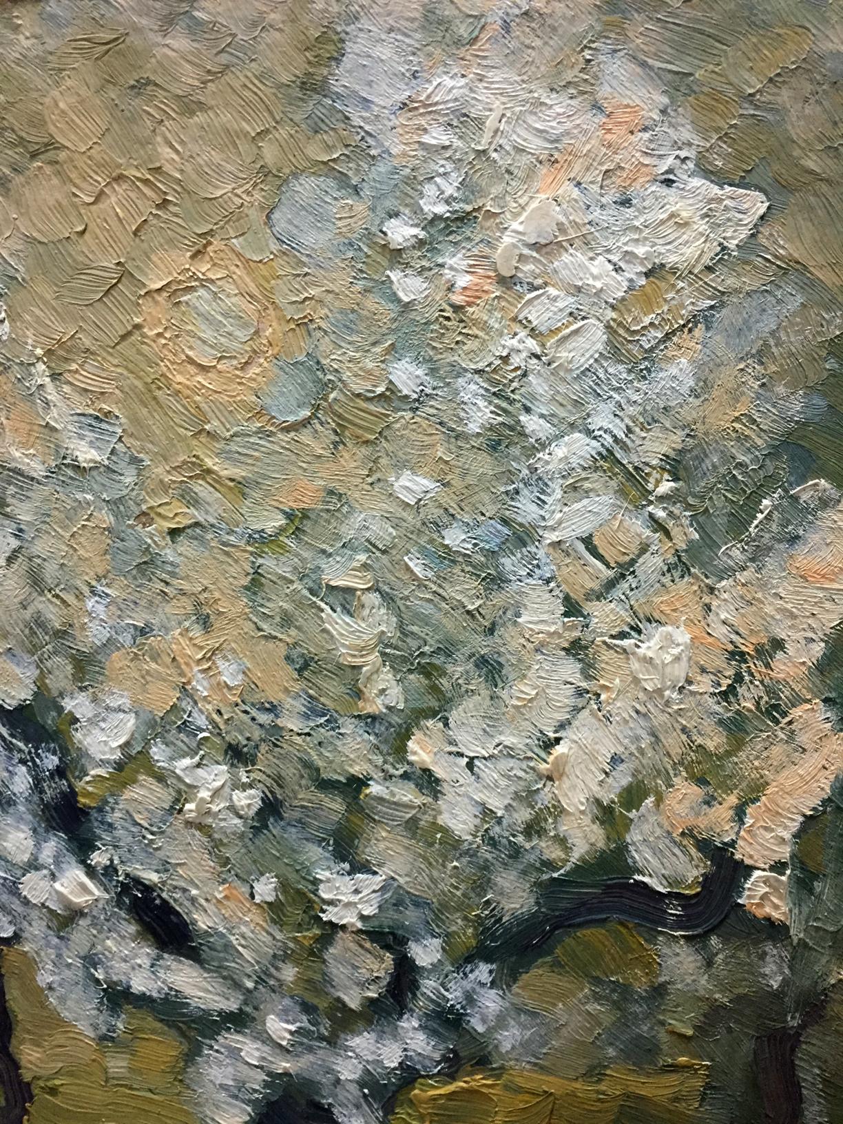 Textured oil painting of blossoming garden tree by Dupliy Sergey Alexandrovich