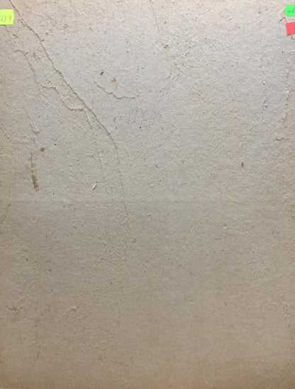 Oil painting Evening is coming on beige textured wall with faint cracks
