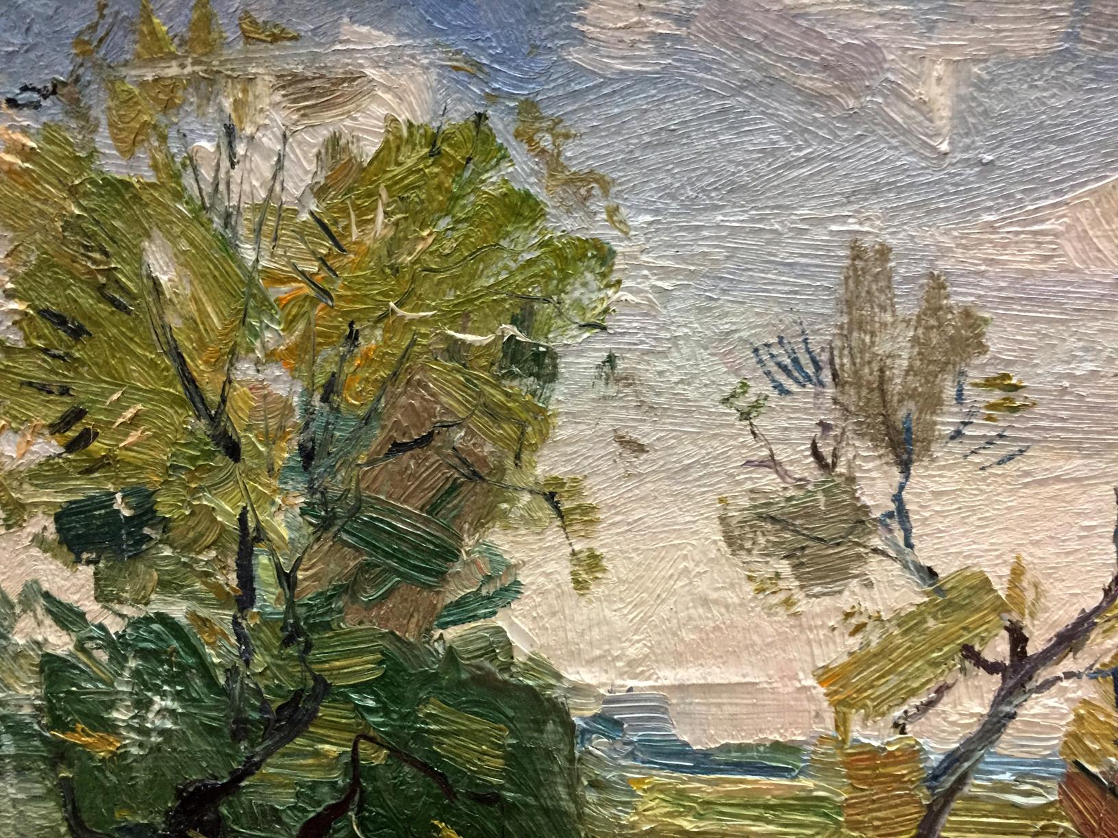 Textured oil painting of lush green foliage by Grigoryev Sergey Alekseevich