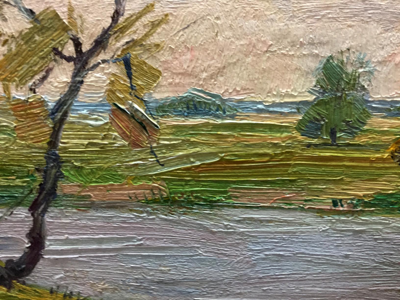 Impasto oil painting of fishing pastoral landscape by Grigoryev Sergey Alekseevich
