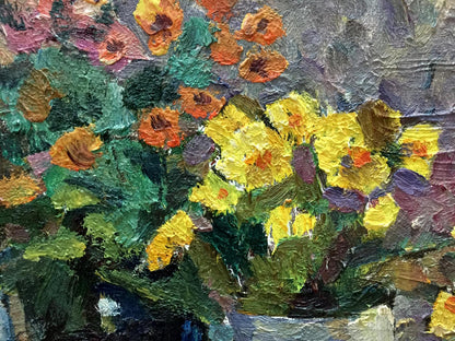 Vibrant impasto oil painting of fruit on table by Bezugly Danilo Ivanovich