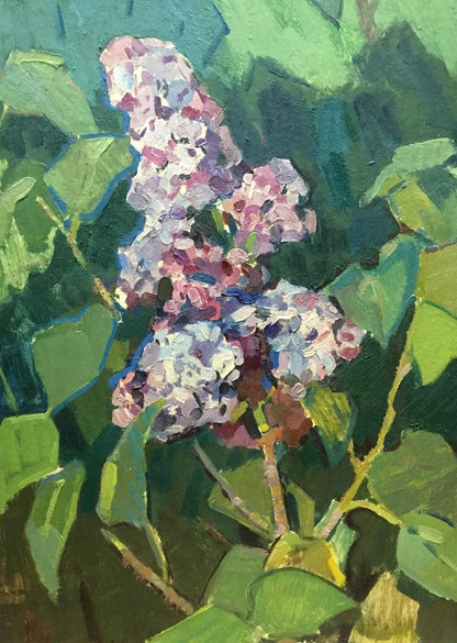 Oil painting Lilac by Gorinov Spartak Petrovich, vibrant pink purple blossoms