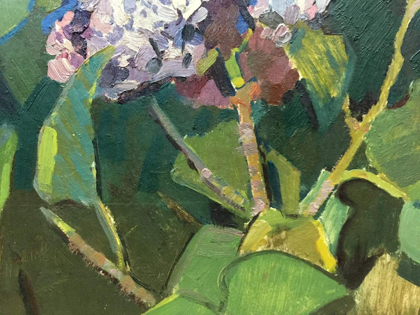 Oil painting Lilac Gorinov Spartak Petrovich with vibrant purple and white hydrangeas