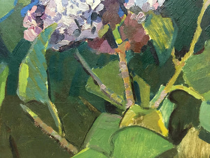 Oil painting Lilac Gorinov Spartak Petrovich with vibrant purple and white hydrangeas