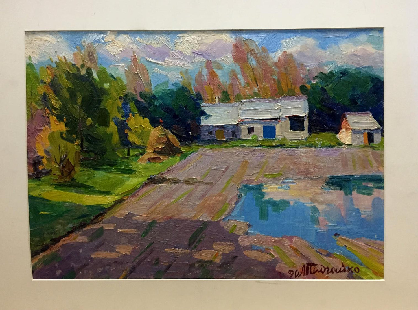 Vibrant impressionist oil painting by Pidgayko L.S. of rural yard scene