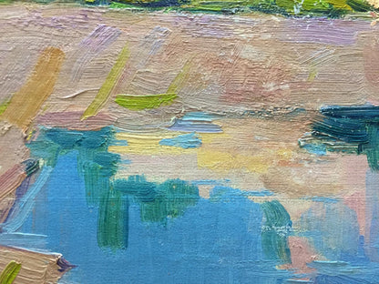 Textured oil painting by Pidgayko L. S. in blue, green, earthy tones