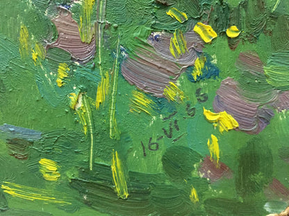 Oil painting Flower field by Mordovets Andrey Nikitich vibrant green canvas