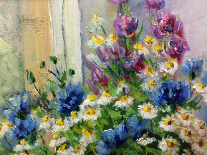 Vibrant double oil painting of daisies by Pidgayko Lev Sergeevich