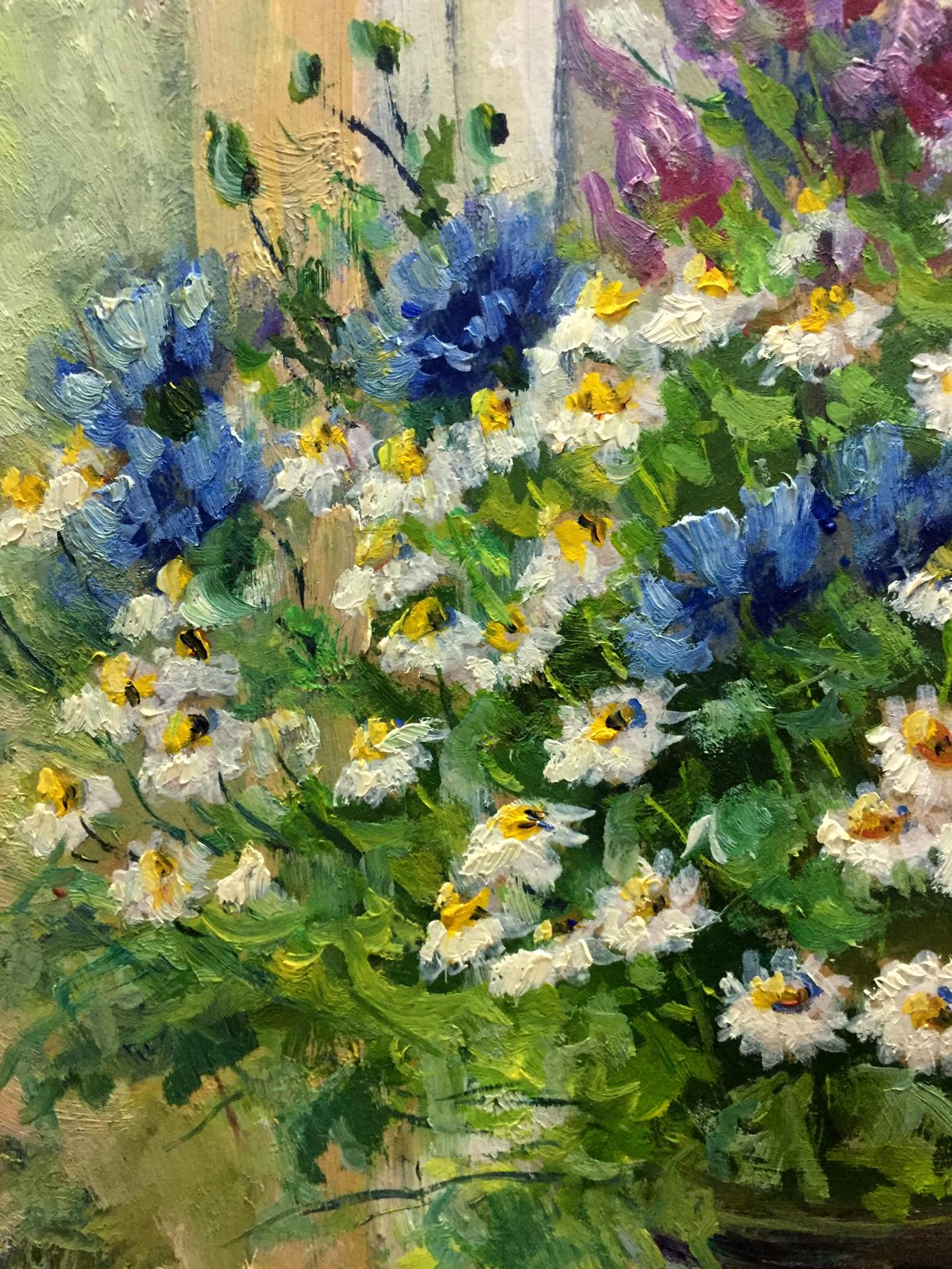 Vibrant double oil painting of daisies by Pidgayko Lev Sergeevich