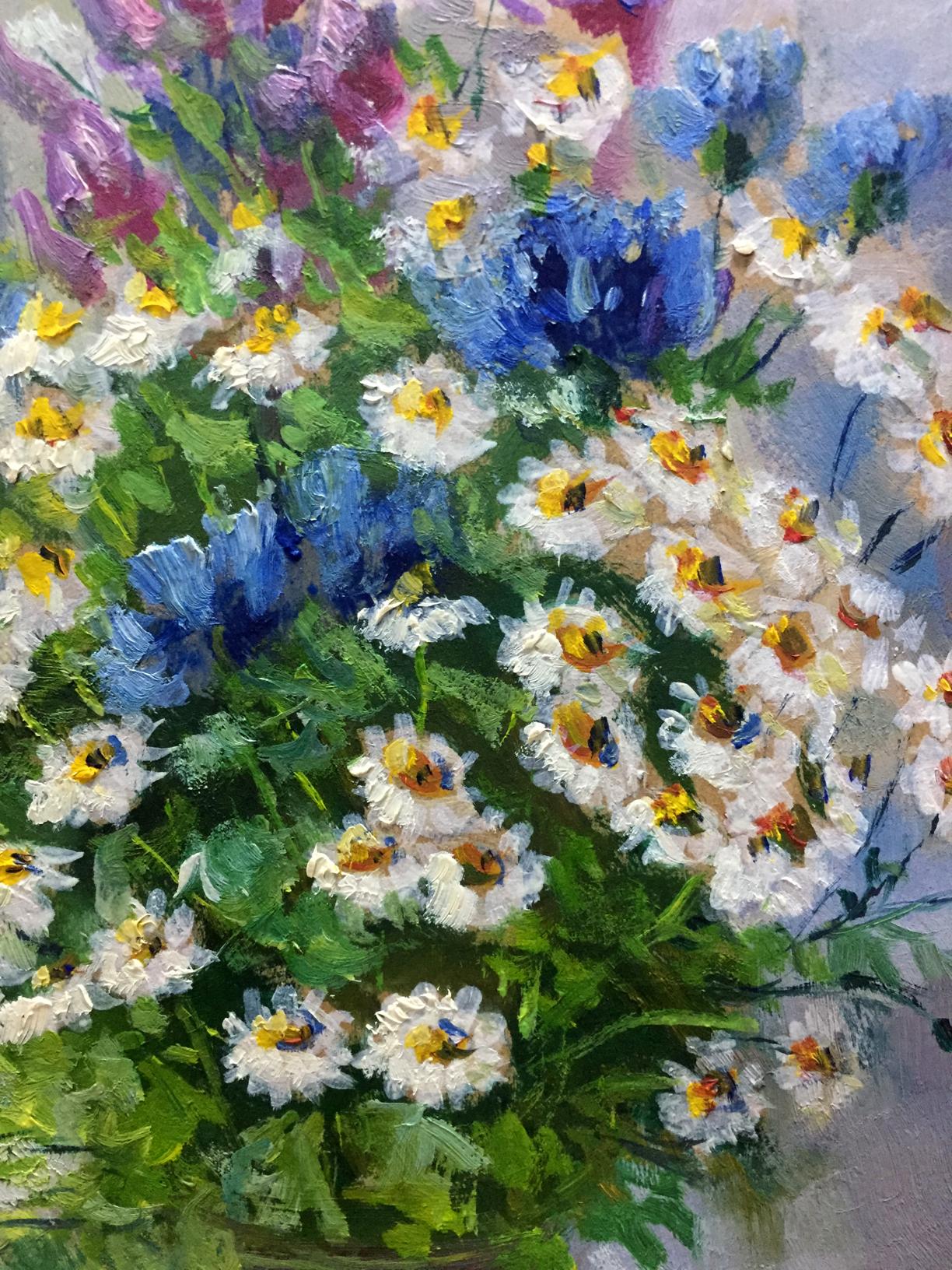 Vibrant double oil painting of daisies by Pidgayko Lev Sergeevich