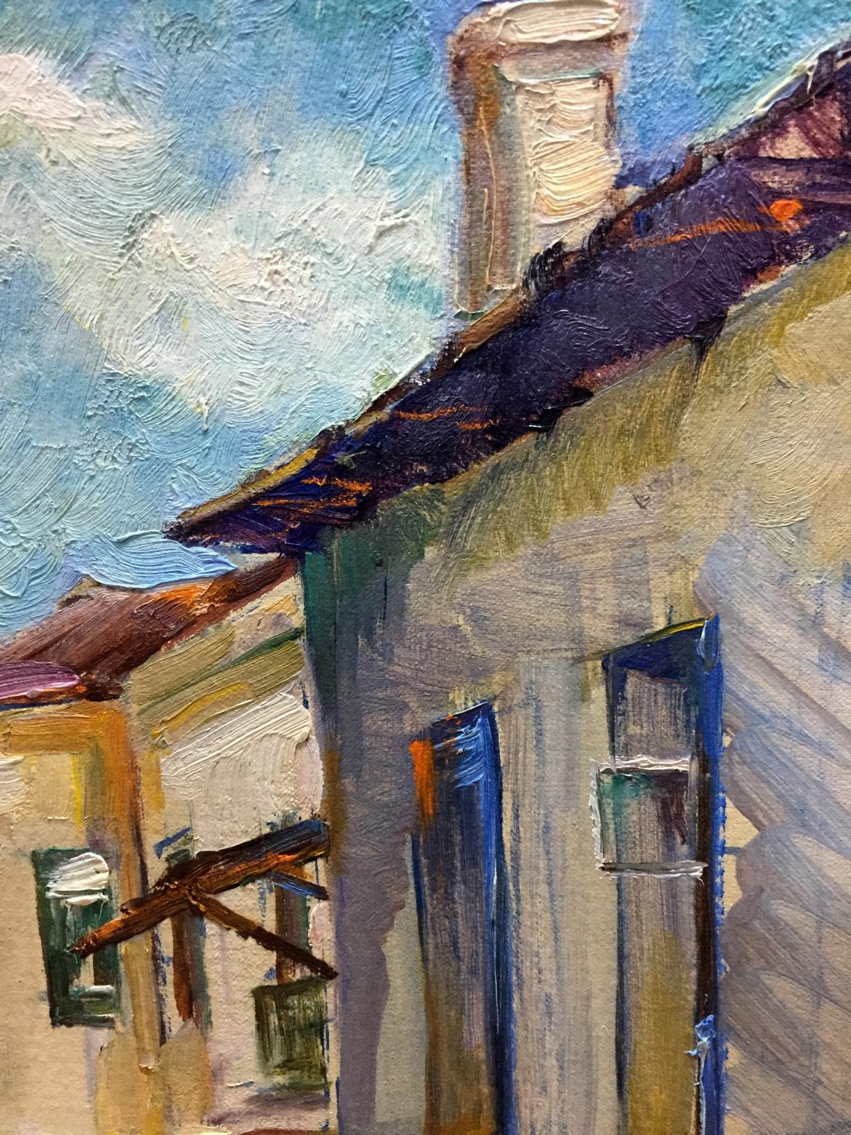 Oil painting of Mediterranean town streets by Pushkareva Viola Alekseevna