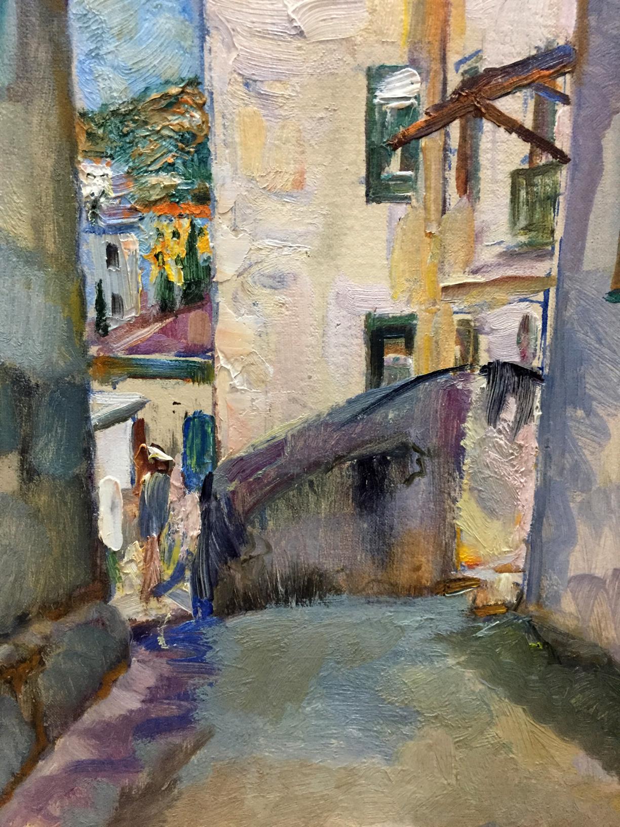 Vibrant impressionist oil painting of Venetian canal by Pushkareva Viola Alekseevna
