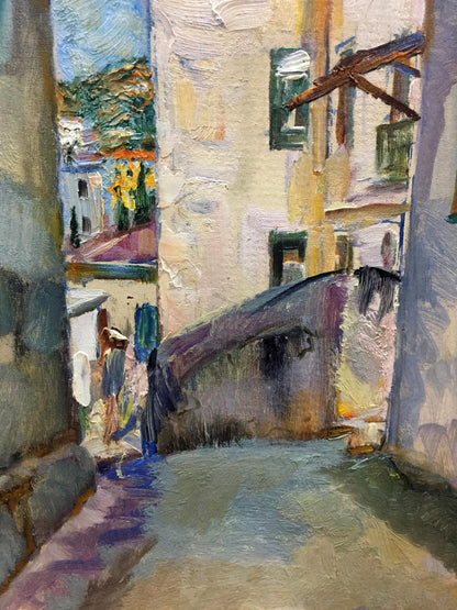 Vibrant impressionist oil painting of Venetian canal by Pushkareva Viola Alekseevna