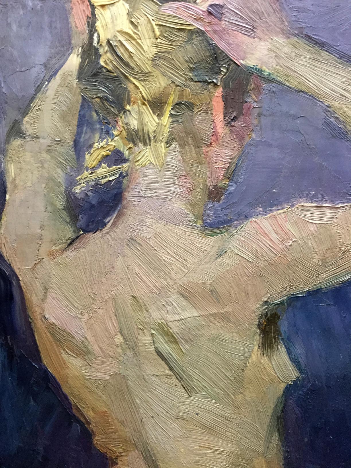 Impasto oil painting of figure by Krichevsky Gregory in earthy tones