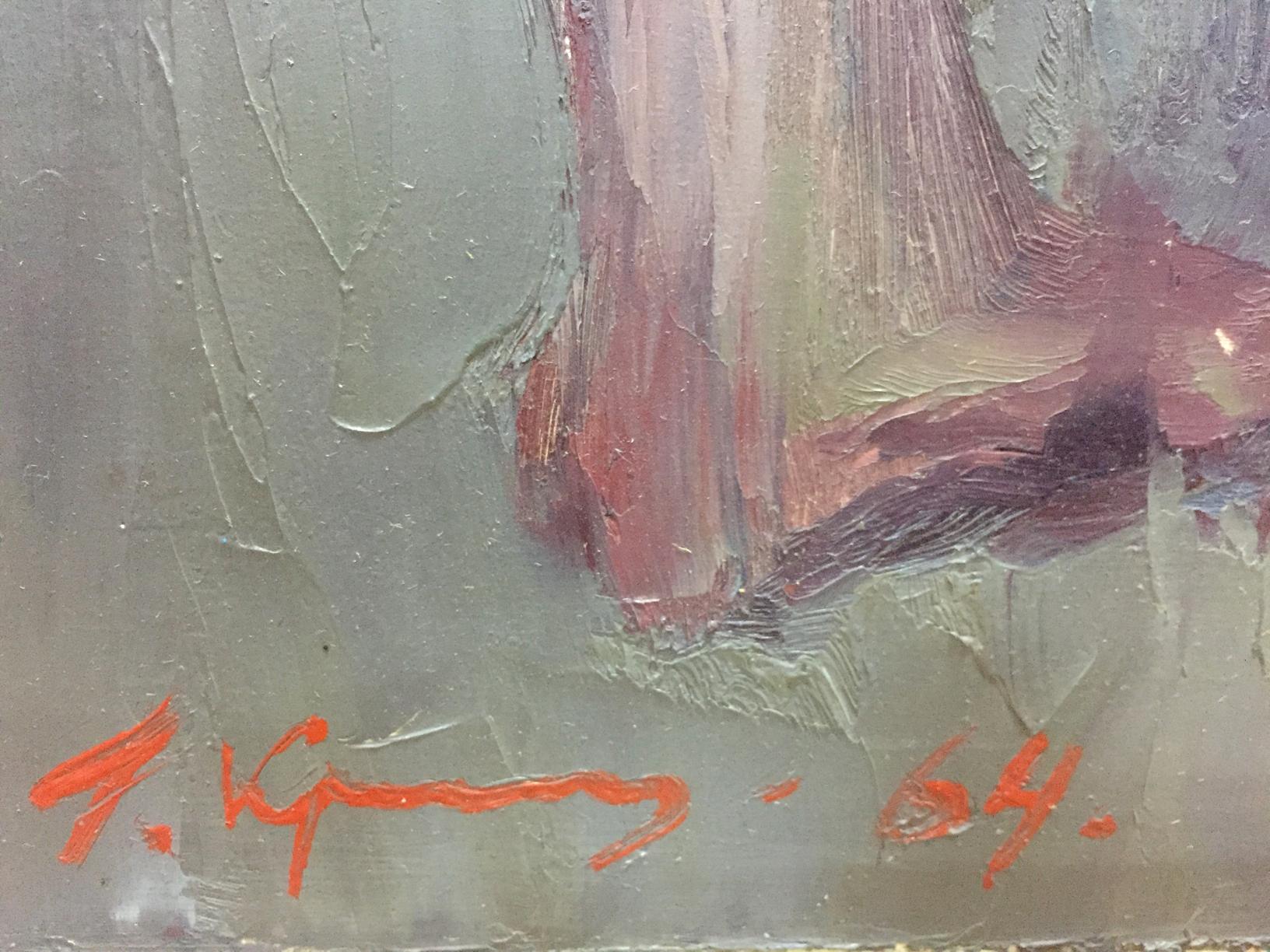 Oil painting Figure Krichevsky Gregory with textured bold brushstrokes and signature