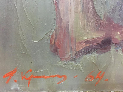Oil painting Figure Krichevsky Gregory with textured bold brushstrokes and signature