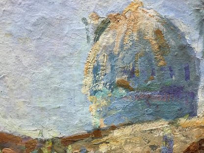 Textured impressionistic oil painting Dreamer’s Yard by Puzyrevich Alexander Adamovich