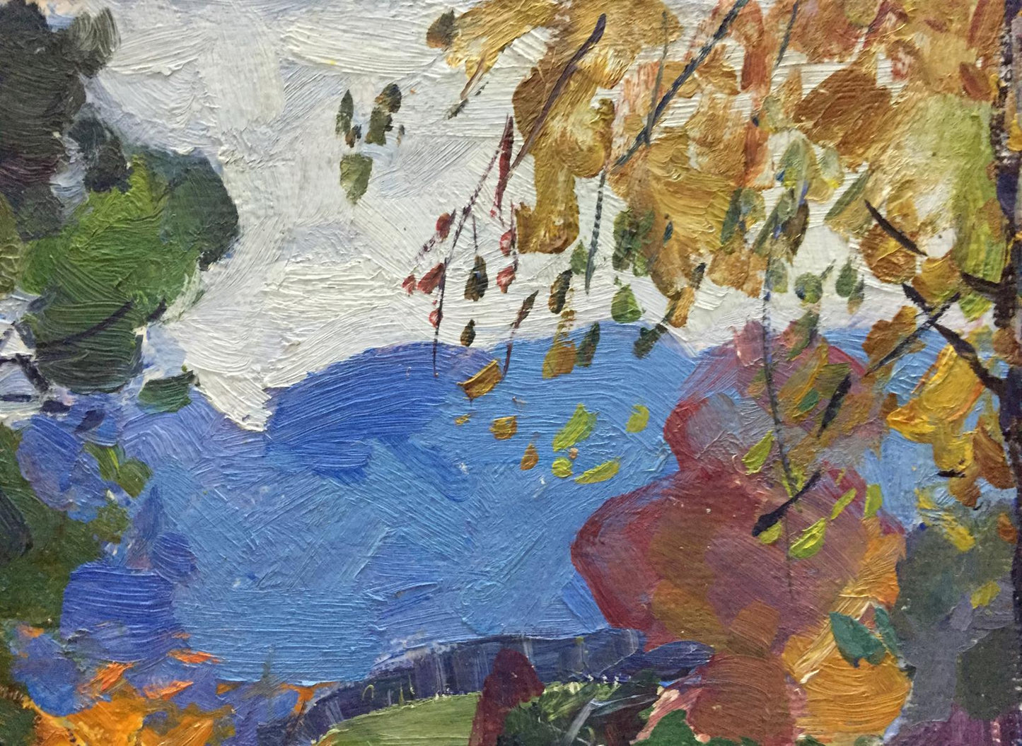 Vibrant Autumn Moses Gantman oil painting with impressionist foliage