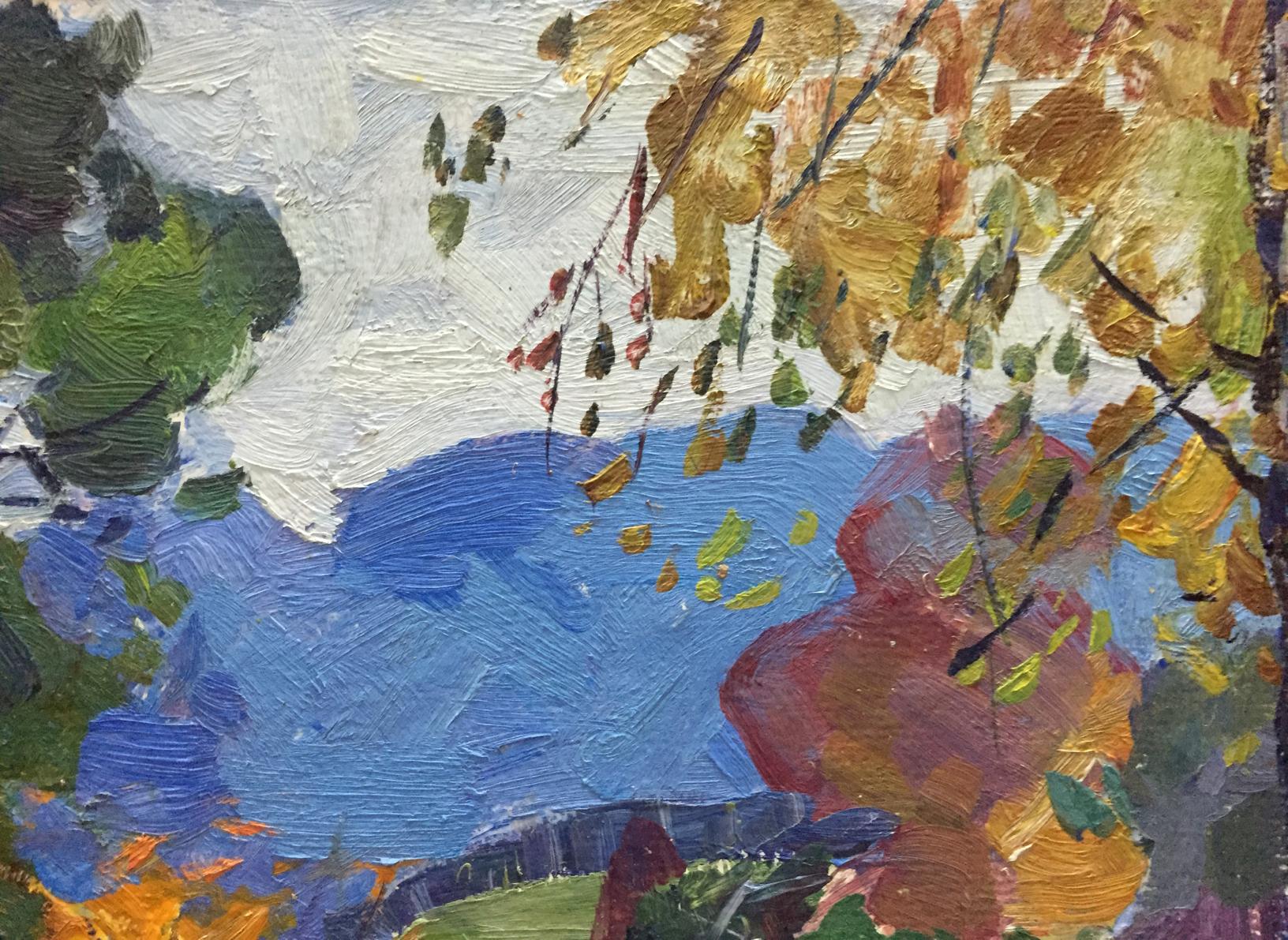 Vibrant Autumn Moses Gantman oil painting with impressionist foliage