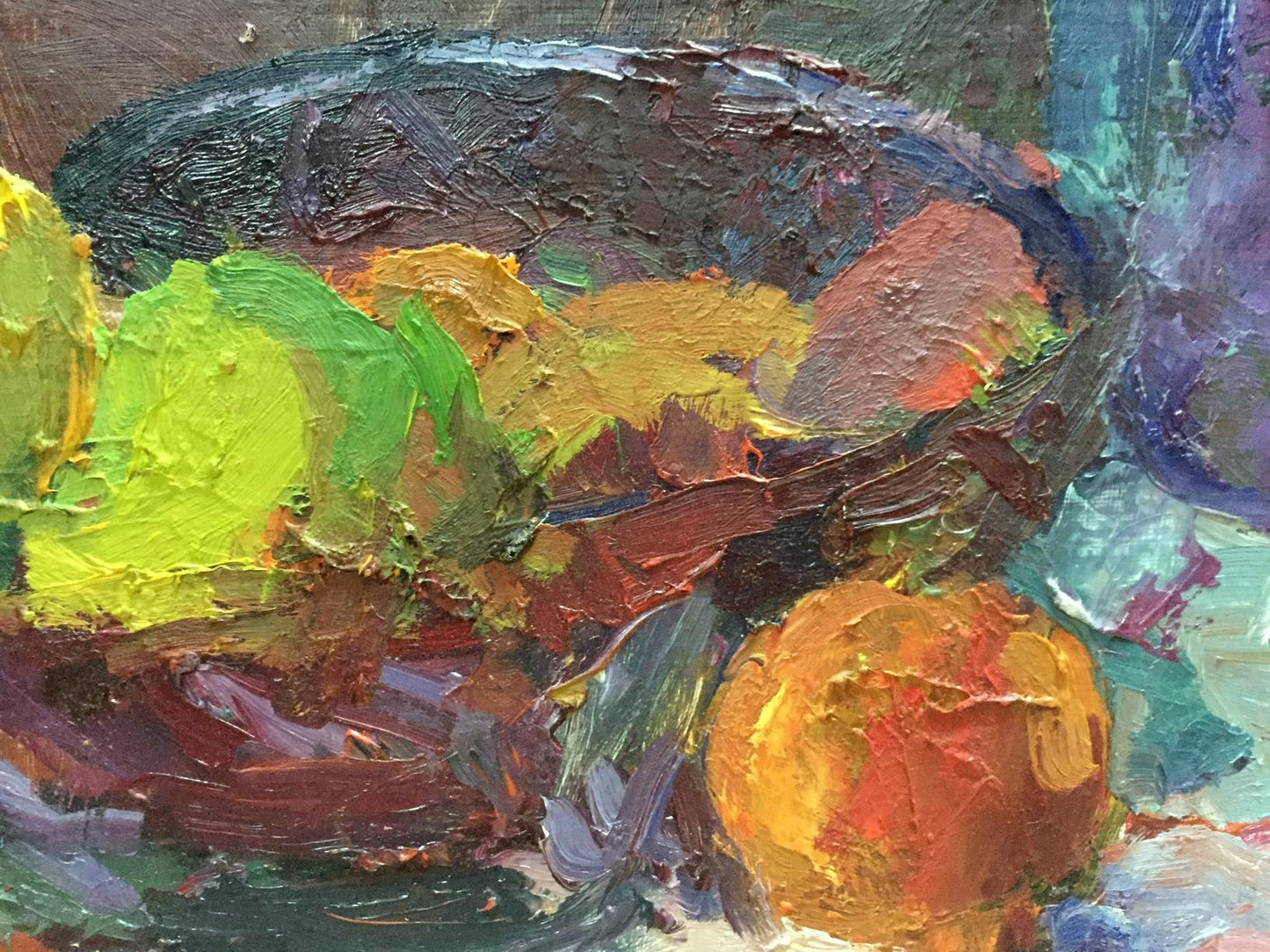 Vibrant impressionist oil painting of colorful fruits by Gantman Moses Faybovich