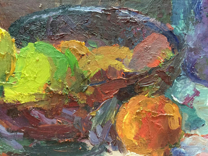 Vibrant impressionist oil painting of colorful fruits by Gantman Moses Faybovich
