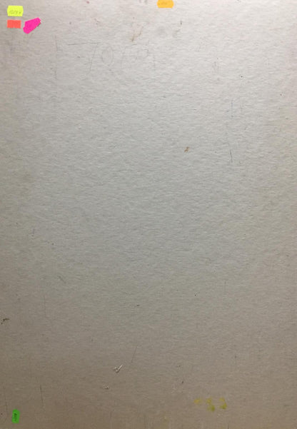 Oil painting Flowers and fruits Gantman Moses Faybovich on scuffed off-white wall with colorful sticky notes