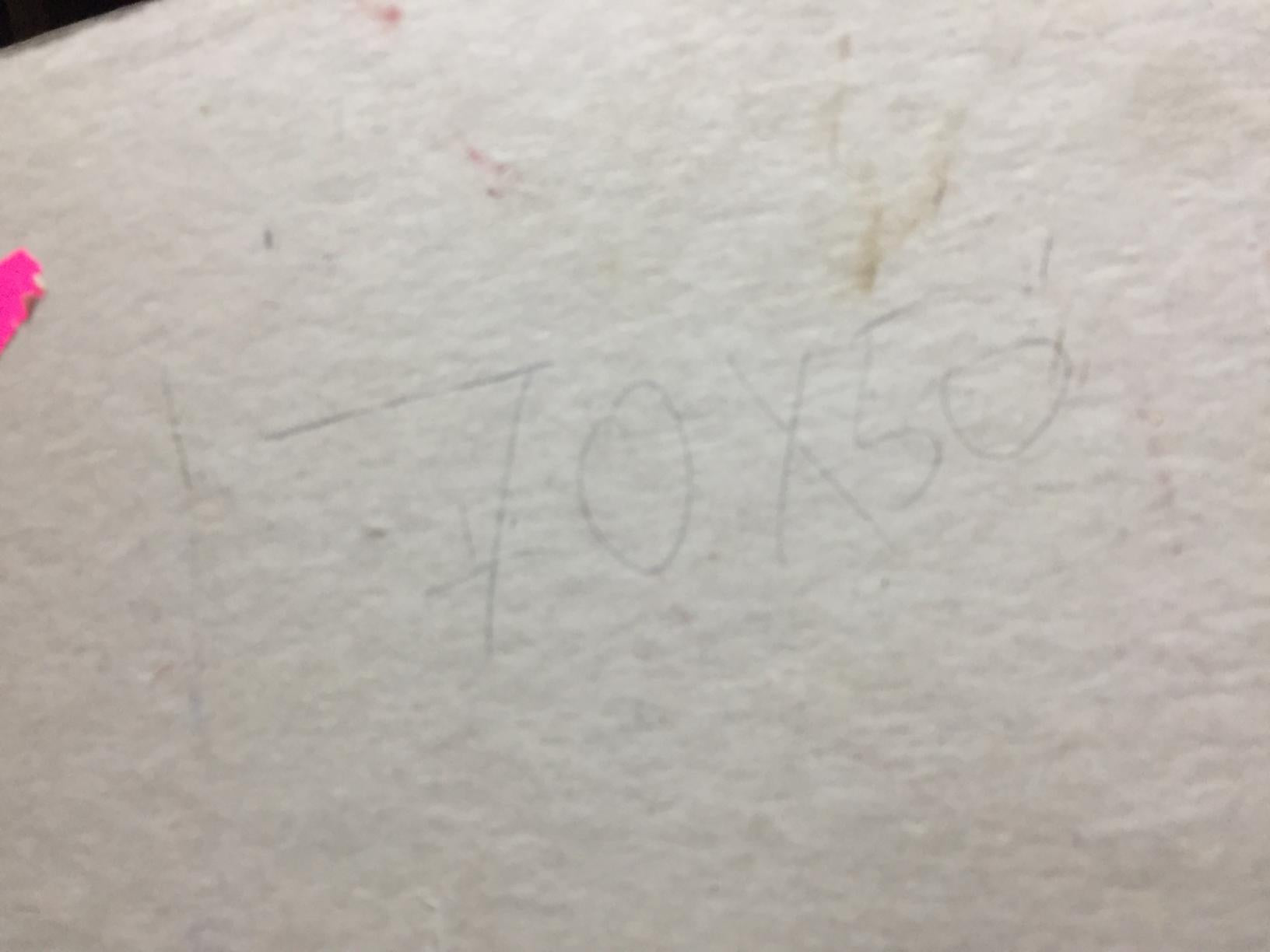 Faded gray pencil sketch of 70x53 on back of Gantman Moses Faybovich oil painting