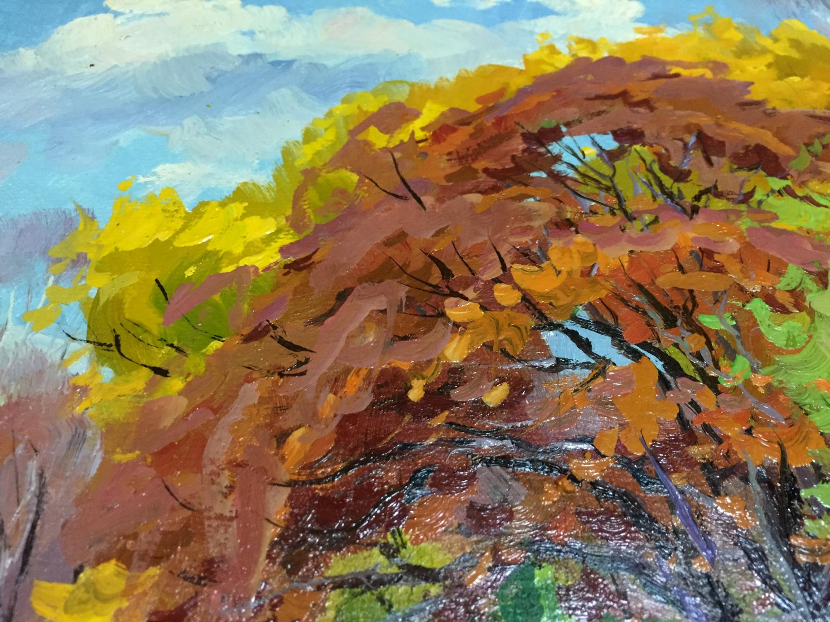 Oil painting of vibrant autumn tree by Pidgayko Lev Sergeevich