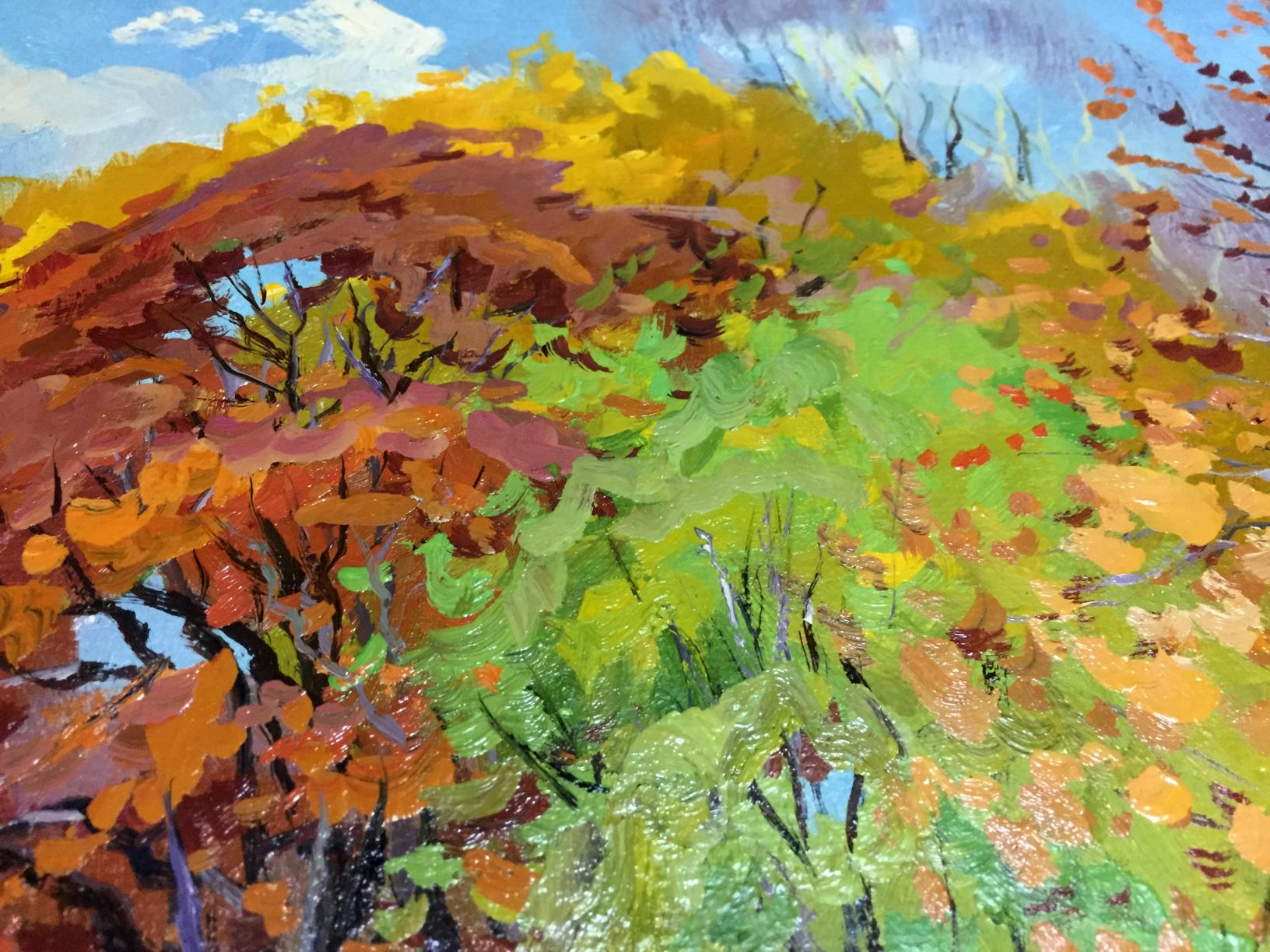 Oil painting of vibrant autumn landscape by Pidgayko Lev Sergeevich
