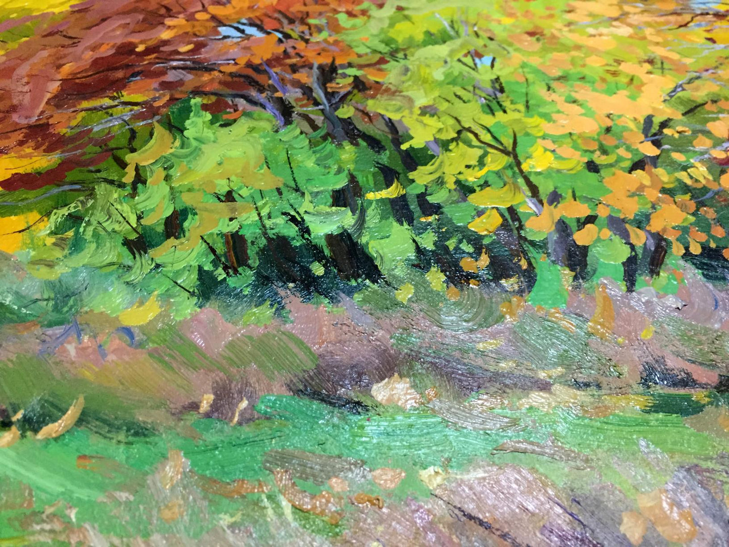 Oil painting of vibrant autumn forest by Pidgayko Lev Sergeevich