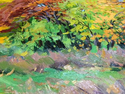 Oil painting of vibrant autumn forest by Pidgayko Lev Sergeevich
