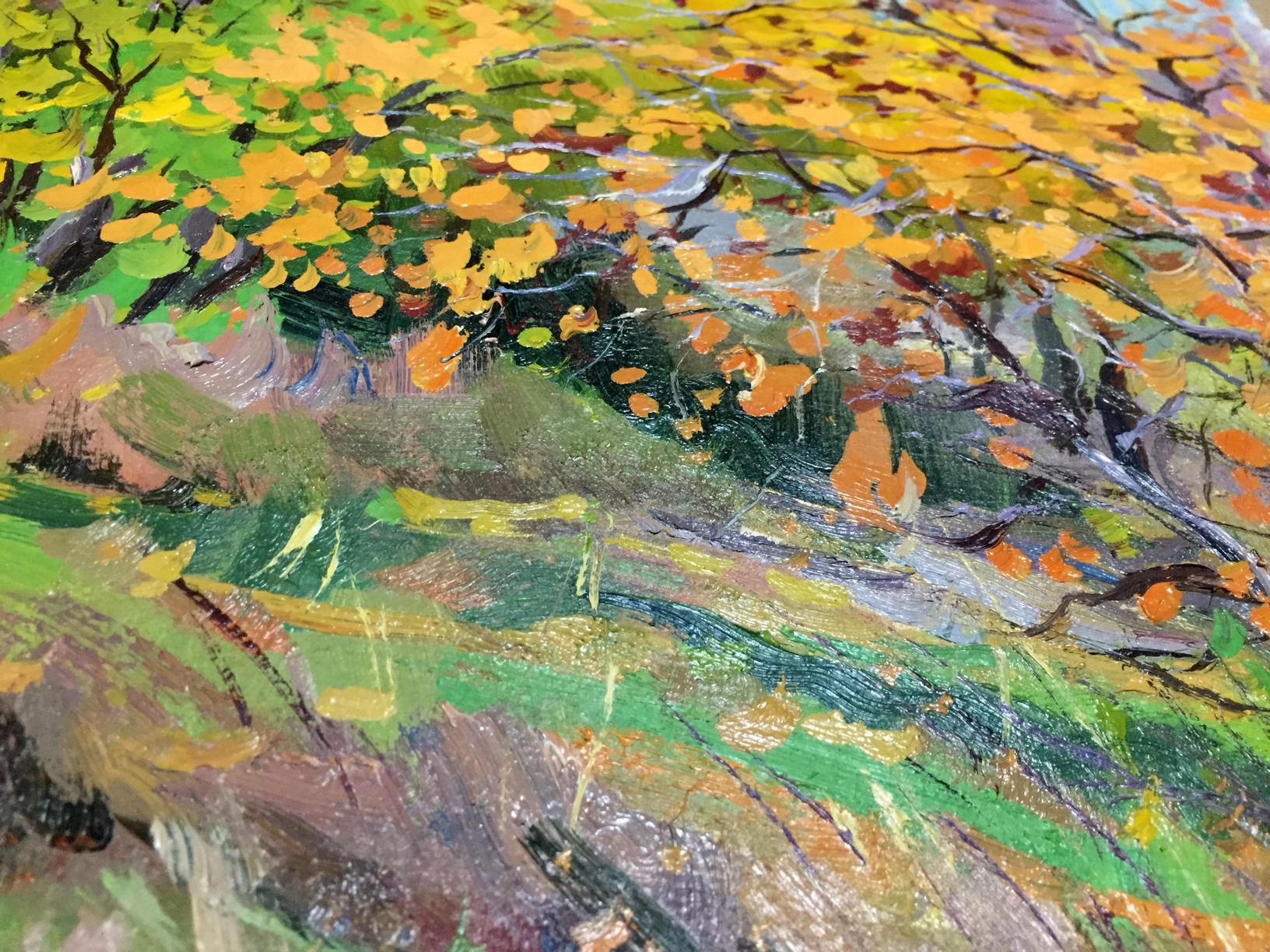 Vibrant impressionist autumn trees oil painting by Pidgayko Lev Sergeevich