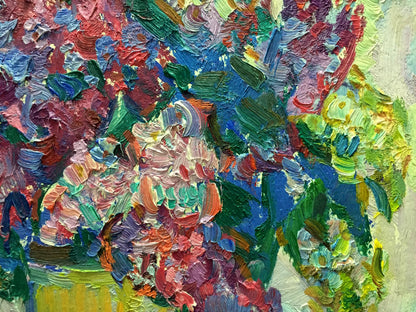 Vibrant impressionist oil painting of flowers by Vasily Chegodar