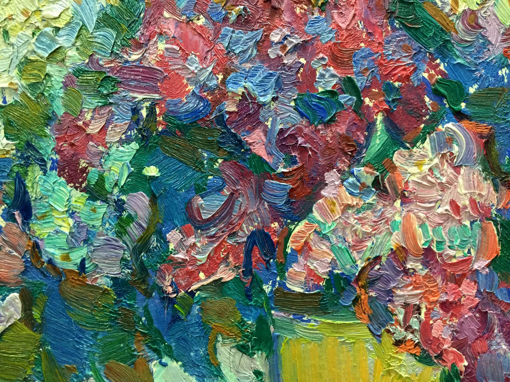 Vibrant oil painting Flowers by Vasily Chegodar with impasto strokes