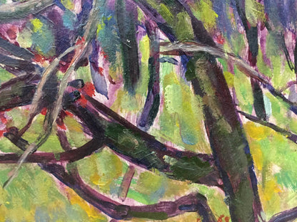 Vibrant oil painting of intertwined flower tree branches by Vasetsky Grigory Stepanovich