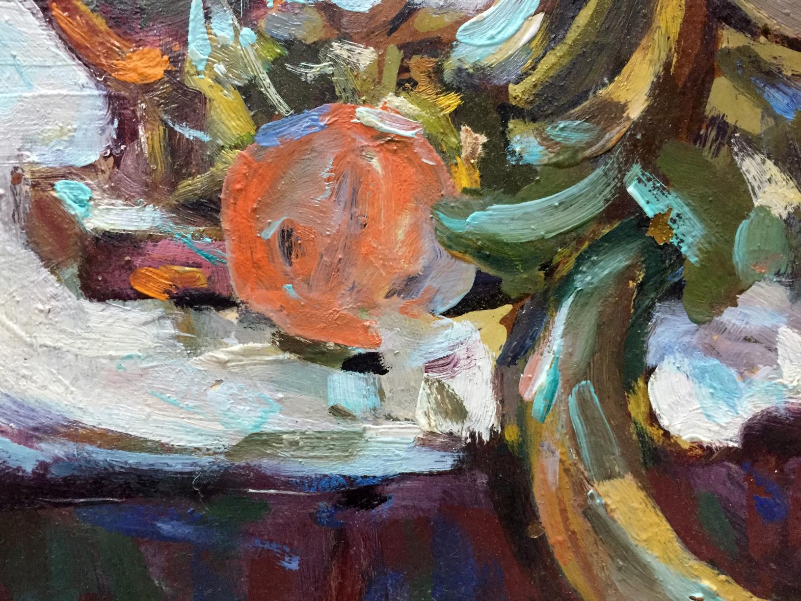 Oil painting of vibrant orange peach by Roses Bakaev Sergey Ivanovich