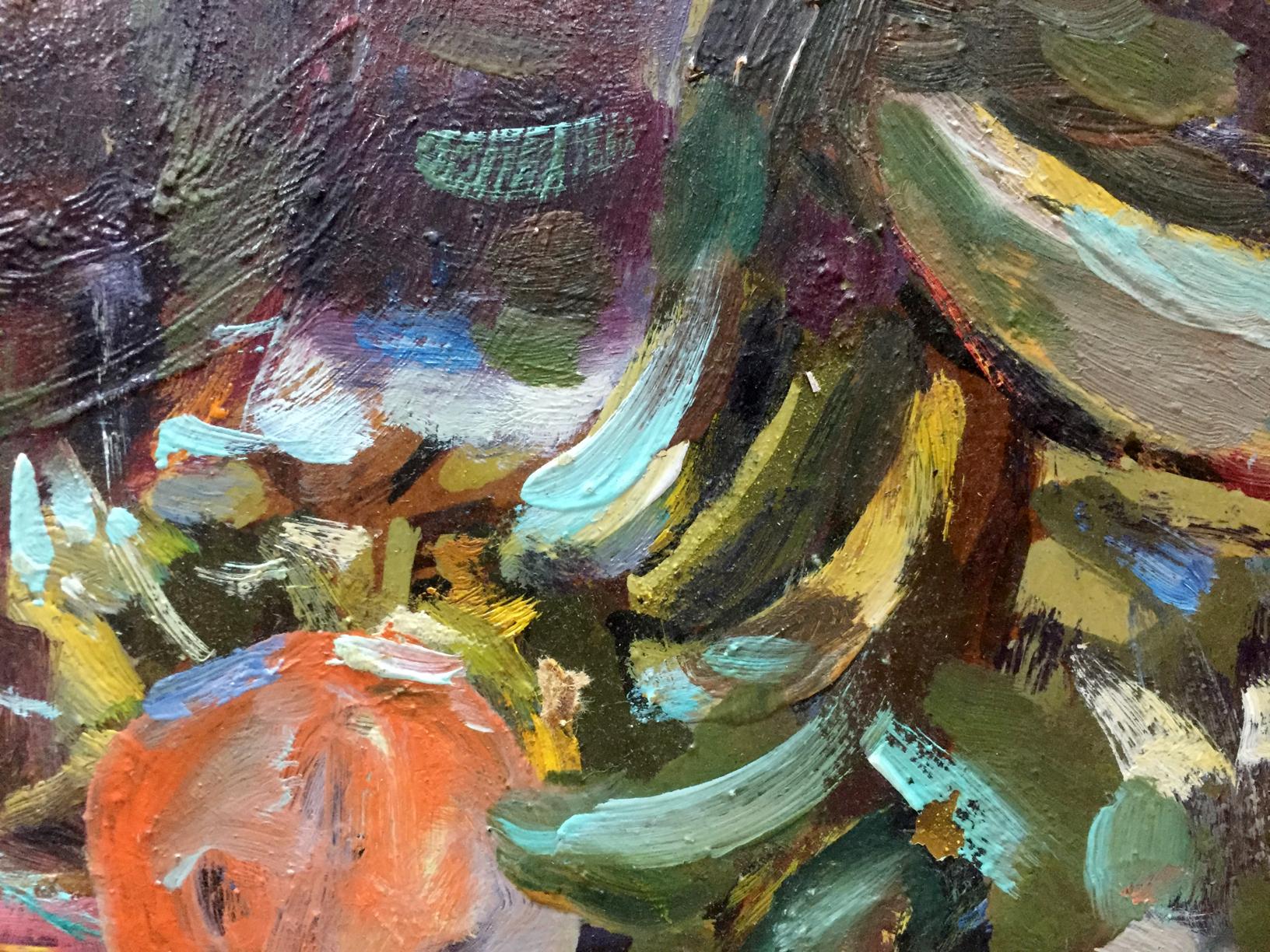 Vibrant orange peach in impasto oil painting by Roses Bakaev Sergey Ivanovich
