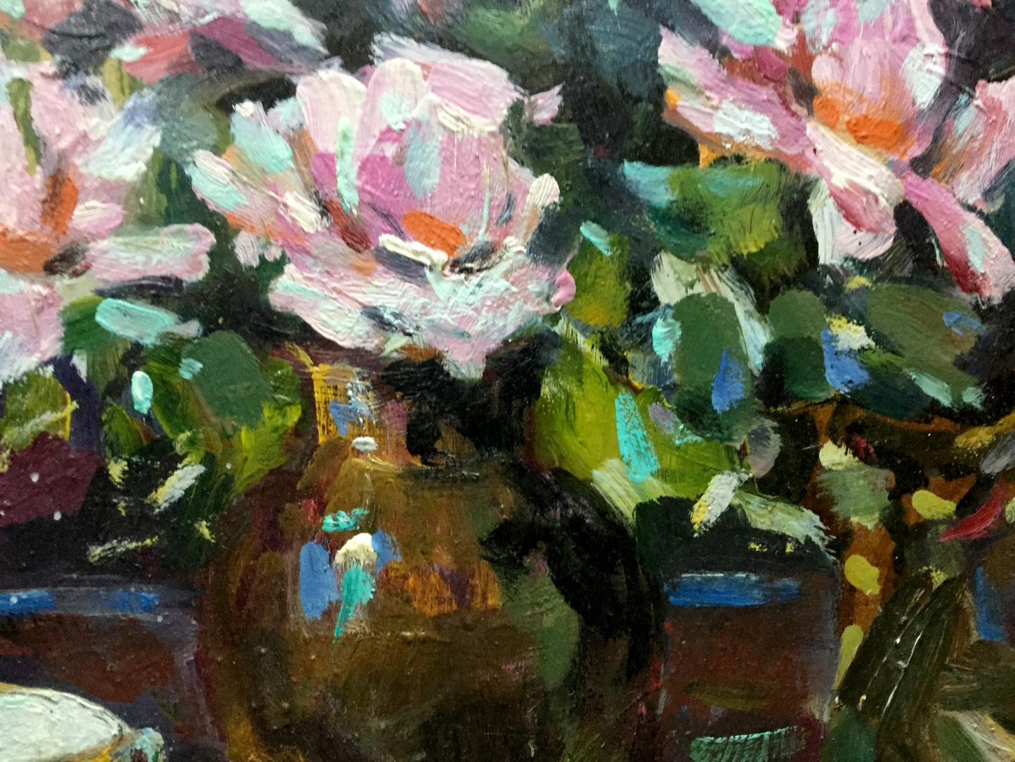 Oil painting of roses by Bakaev Sergey Ivanovich with pink flowers