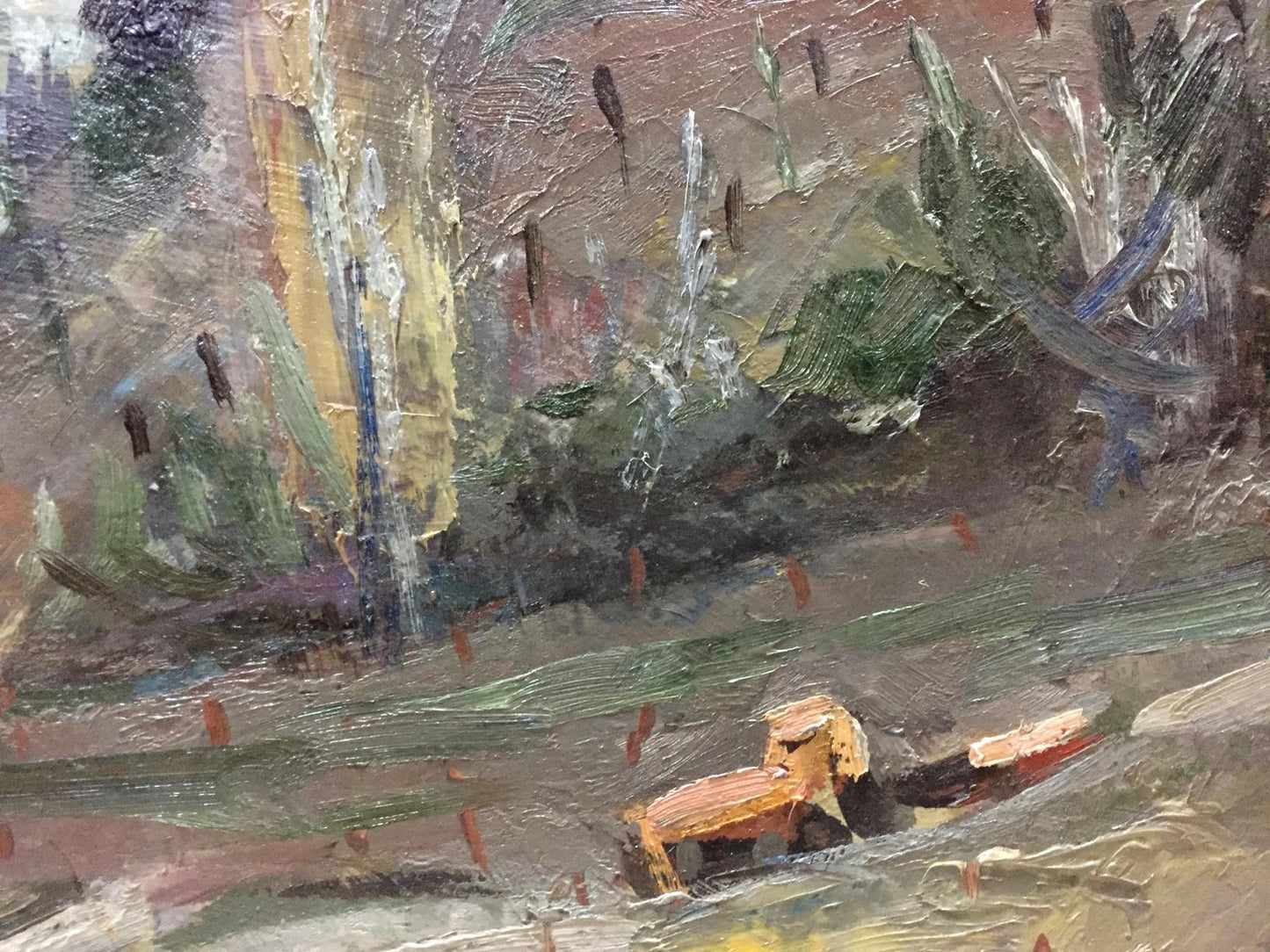 Textured oil painting of city landscape by Karelin Vyacheslav Dmitrievich