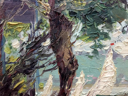 Oil painting Kiev by Wind Priymak B.N. textured tree impasto