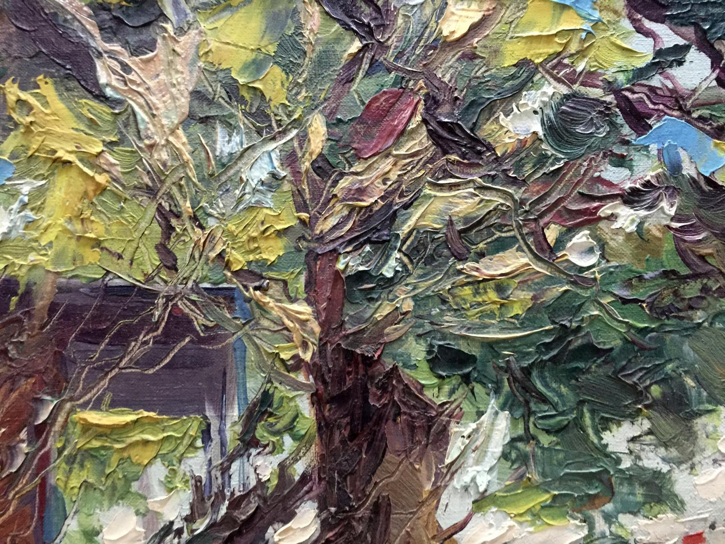 Textured oil painting of Wind tree by Priymak B.N. in Kiev style
