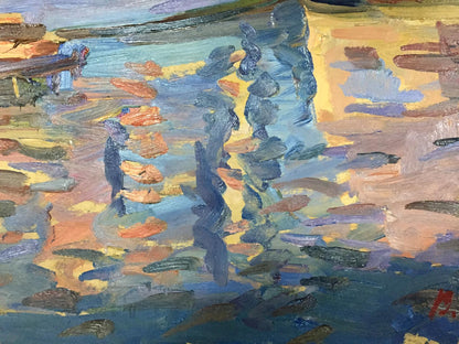 Vibrant impressionist oil painting In the port by Karelin Vyacheslav Dmitrievich
