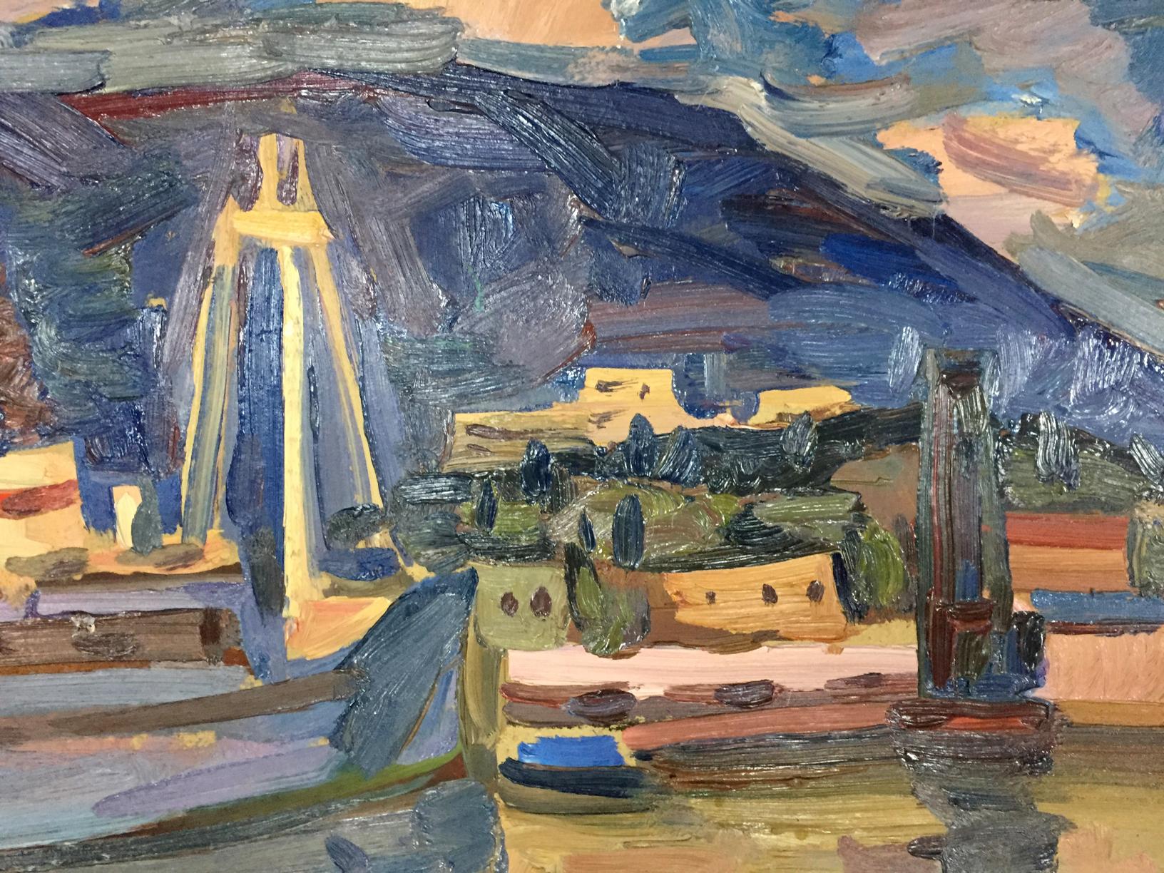 Vibrant impressionistic oil painting In the port by Karelin Vyacheslav Dmitrievich