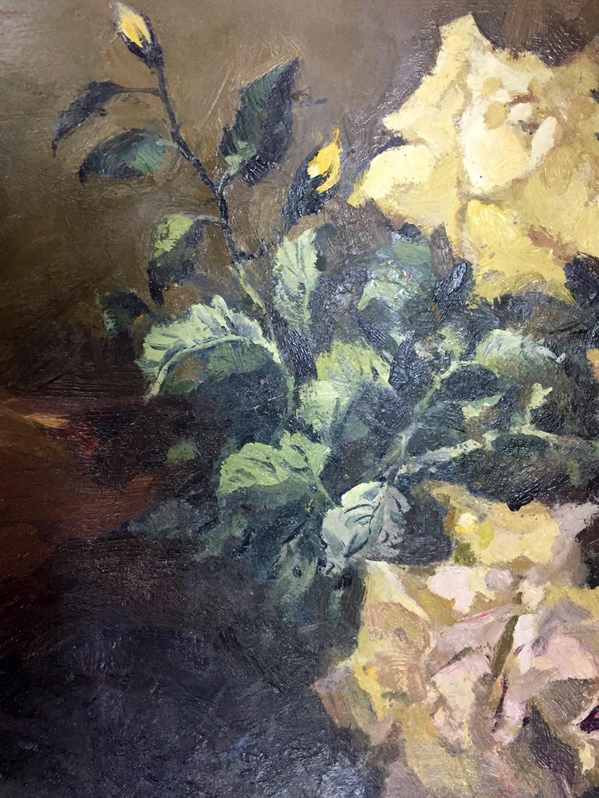 Oil painting of yellow roses by Vol’shteyn Moisey L’vovich