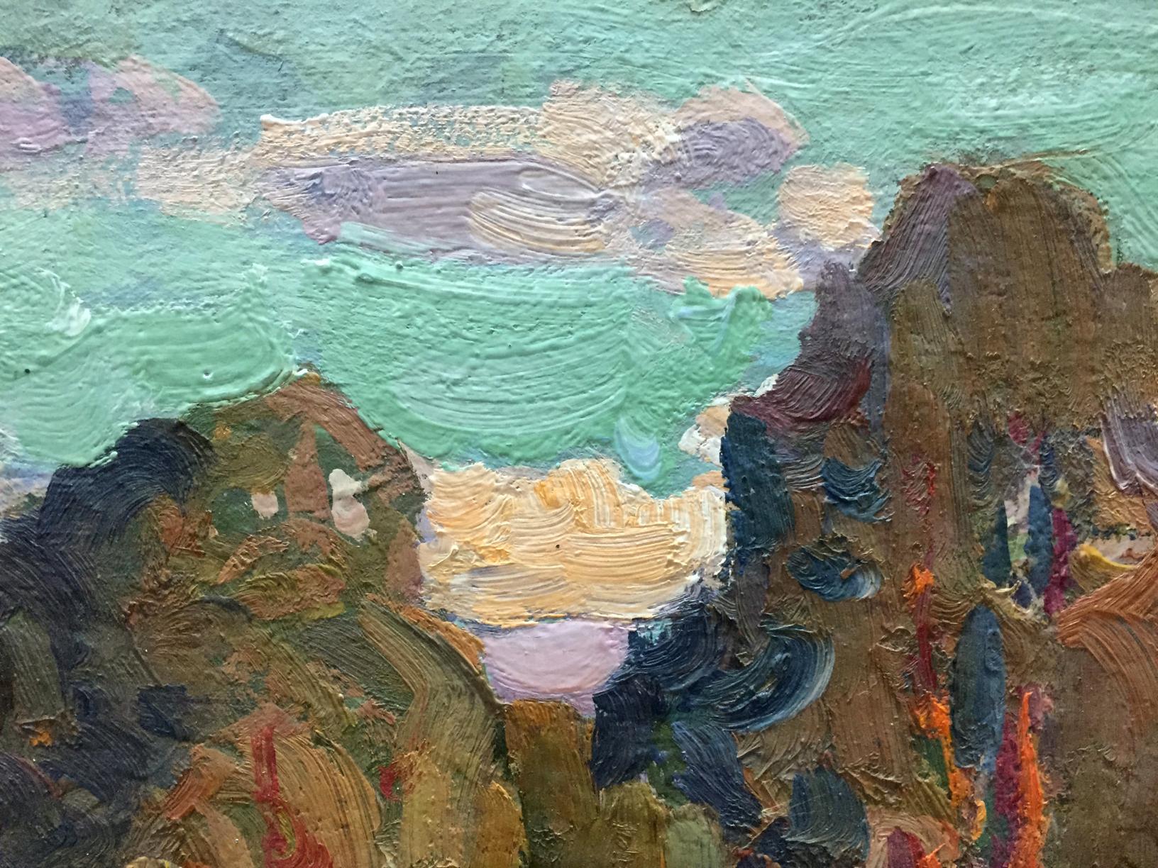 Oil painting Early morning by Fomin Anatoly Nikiforovich, impressionistic mountains