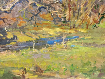Golden autumn oil painting by Olkhov Vladimir impressionistic landscape