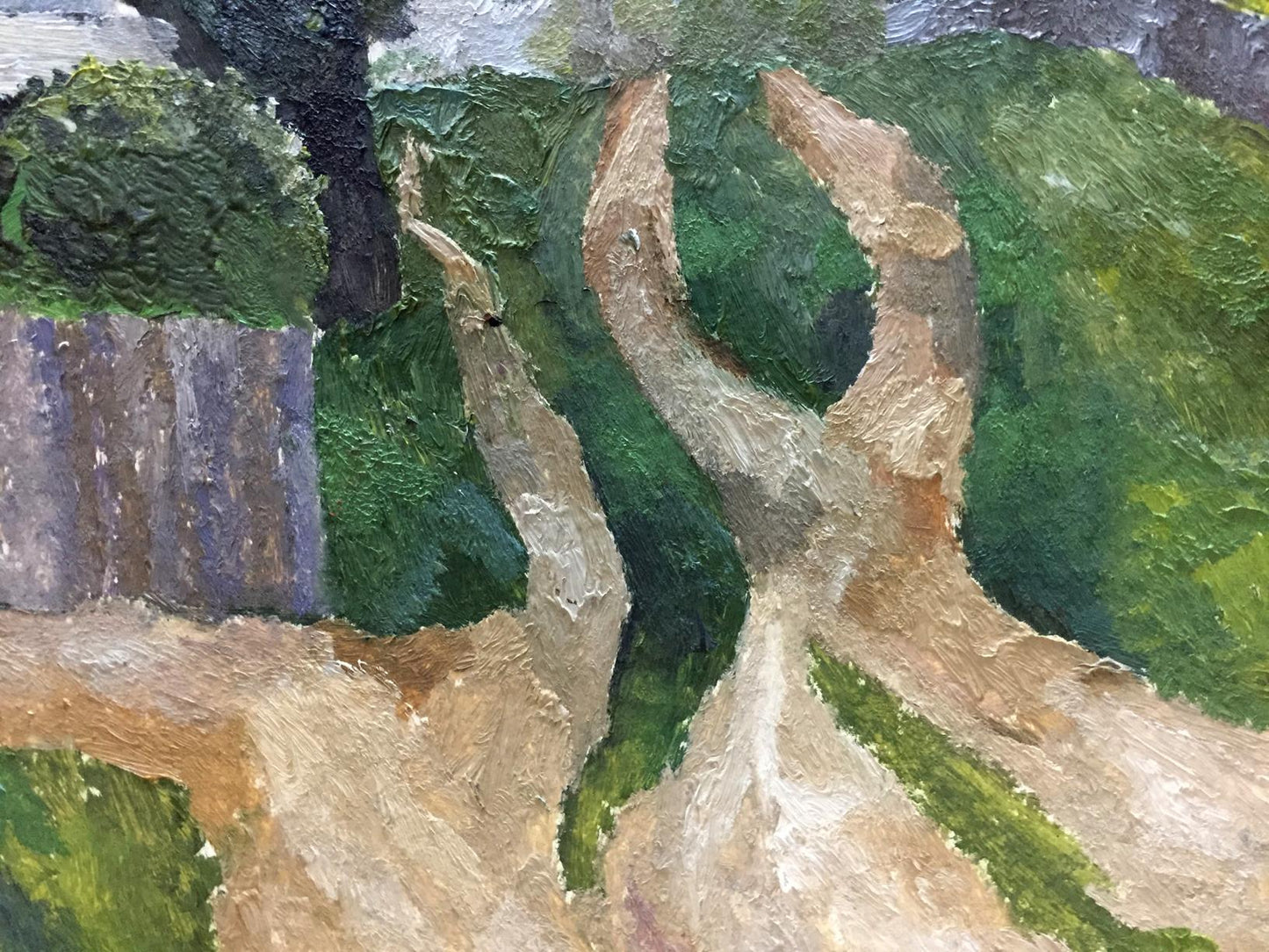 Textured impasto oil painting of gnarled tree roots by Dulfan Lucien Veniaminovich