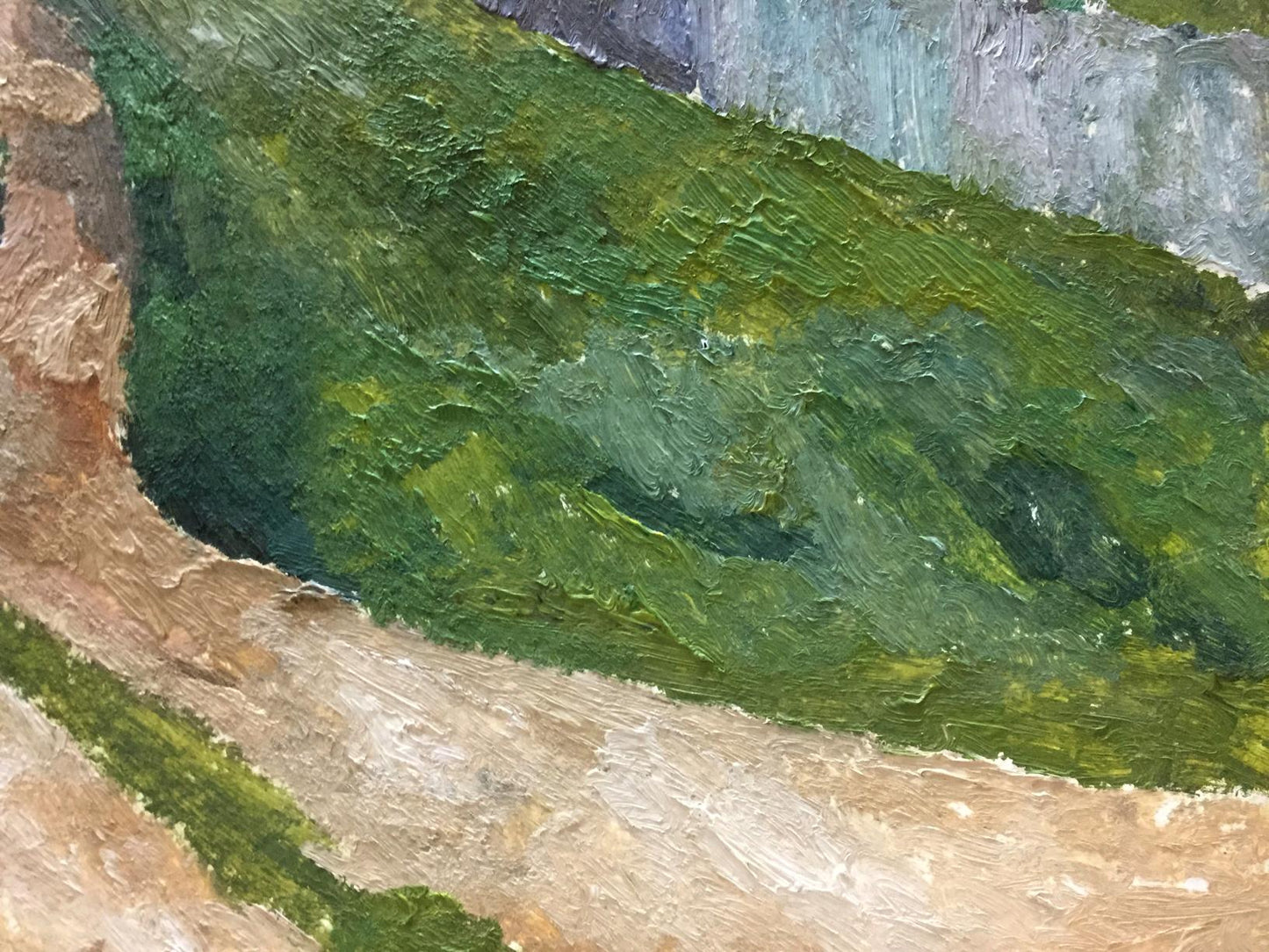 Oil painting of lush green hillside by Dulfan Lucien Veniaminovich