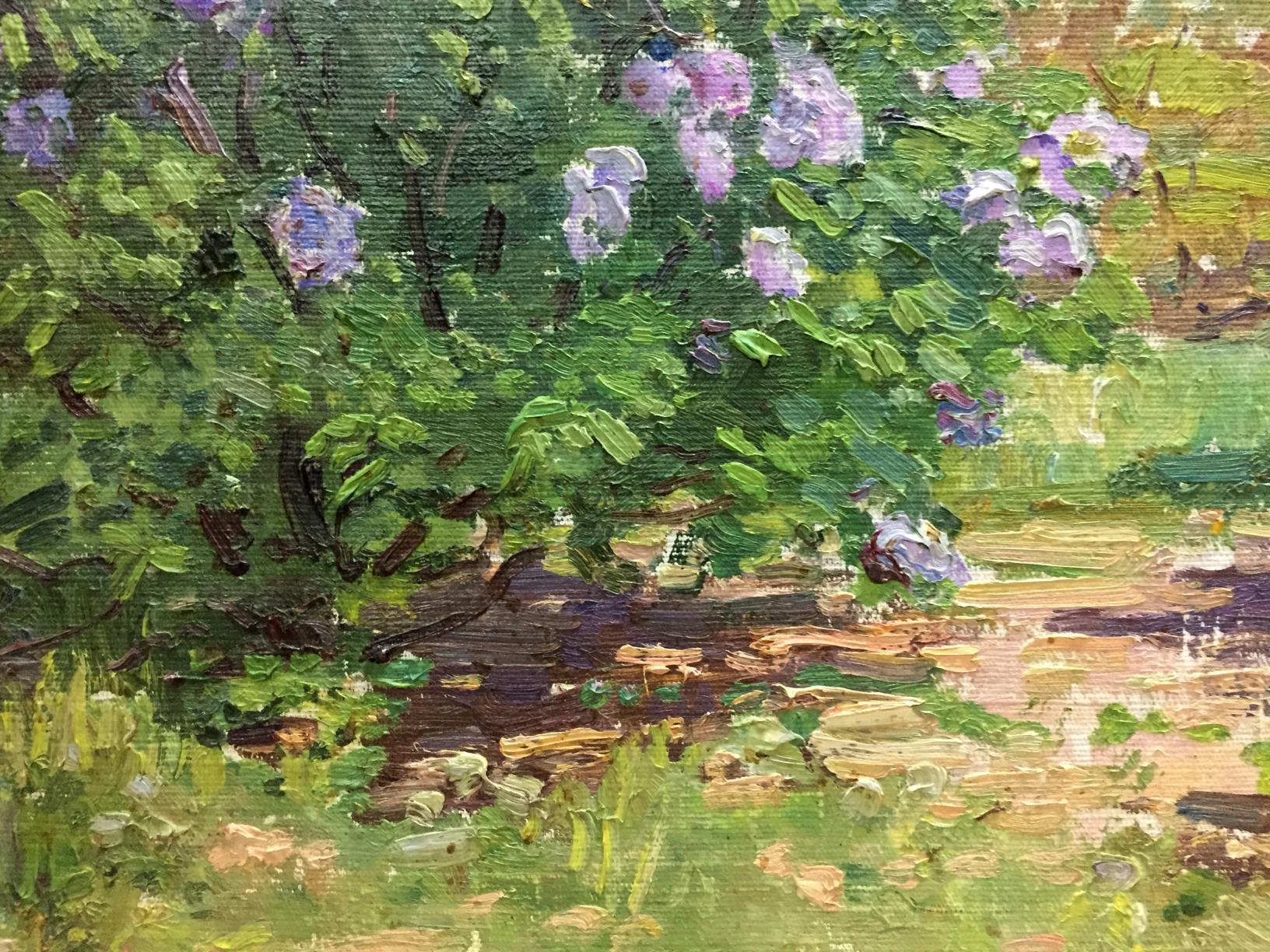 Vibrant impasto oil painting Purple flowers Les by Tamara Semenovna