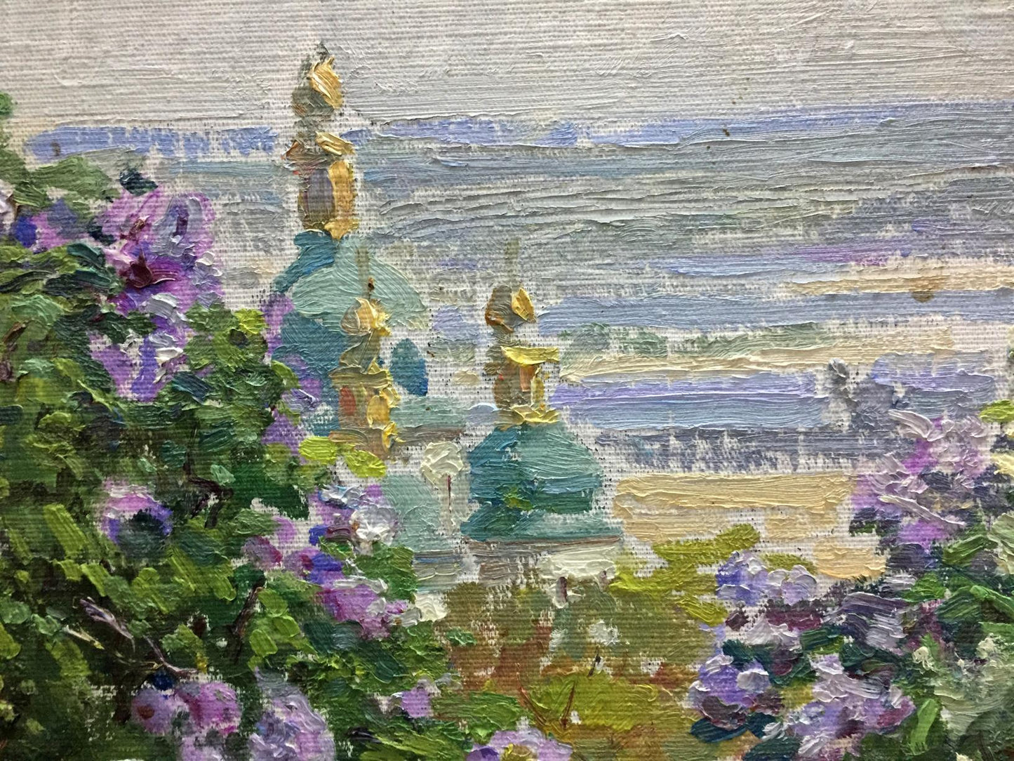 Oil painting Purple flowers Les by Tamara Semenovna